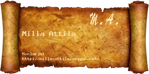 Milla Attila névjegykártya